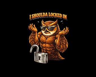 Gotta Lock In Owl Illustration Tee | Muscle Owl Graphic T-Shirt