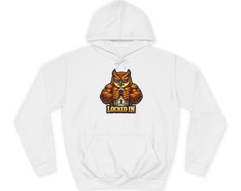 Locked In Cat Athlete Hoodie | Muscular Cat Sports Graphic