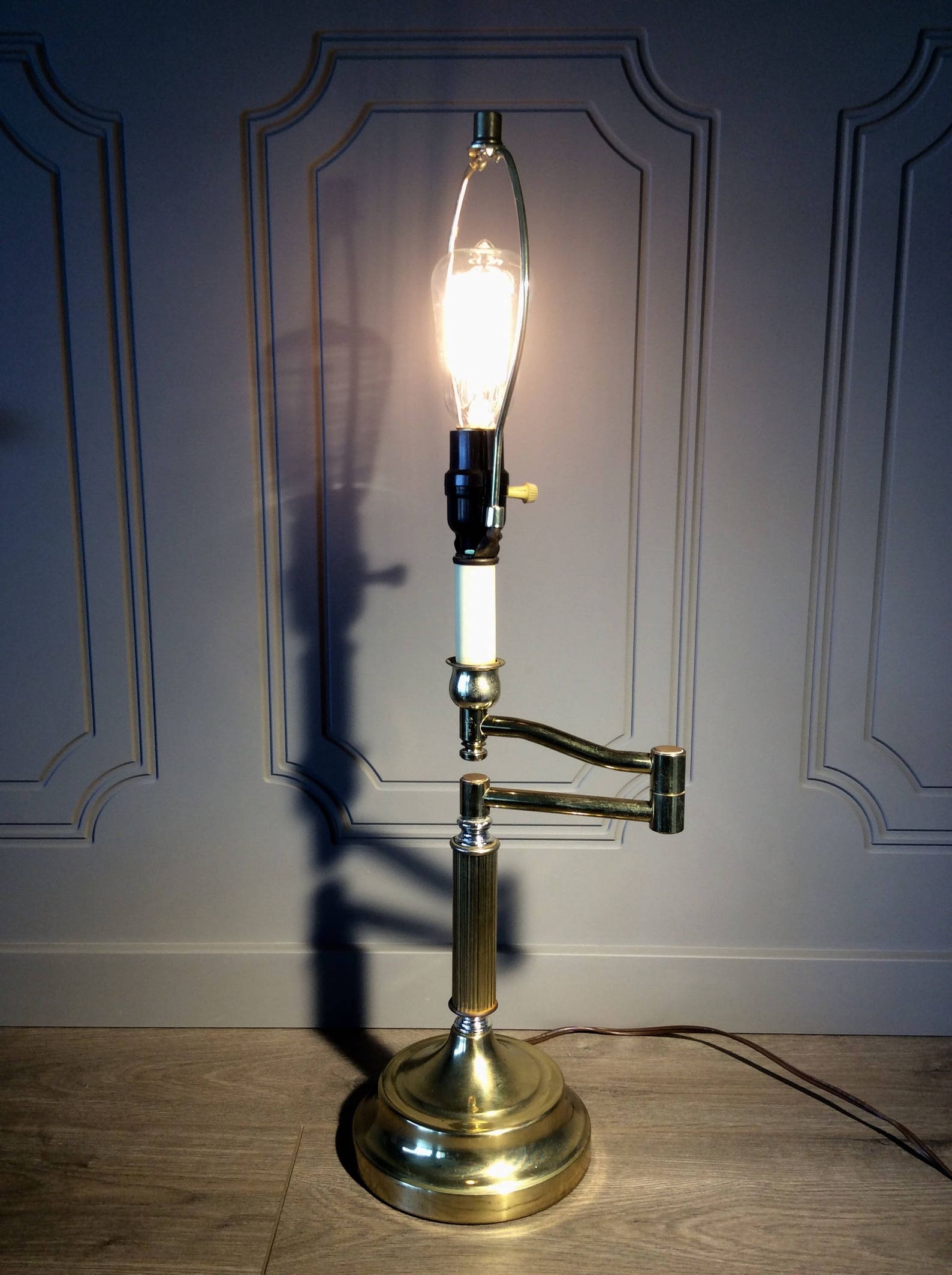 Vintage Table Lamp Brass Desk Lamp Without Shade Etsy
