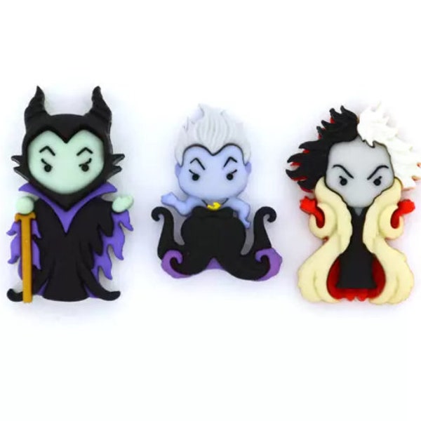 Disney Villains Buttons, Jesse James Novelty Buttons, Dress It Up Buttons