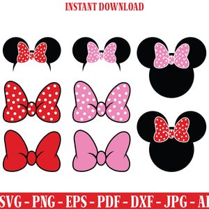 Mouse bow svg, Mouse Bow clipart svg, Mouse Head svg, Mouse Ears Svg, Mouse Bow png, Bow with dots svg, Sublimation design Cricut Cut Files