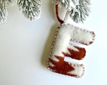 Custom Monogram Ornament, with Pendleton Wool, handmade ornament, wool ornament, Christmas ornament, Christmas gift, felt stuffed ornament