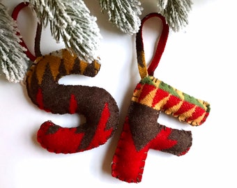 Custom Monogram Ornament, with Pendleton Wool, handmade ornament, wool ornament, Christmas ornament, Christmas gift, stuffed ornament