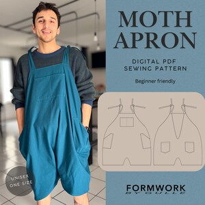 Moth Apron Sewing Pattern PDF | One Size Adjustable Apron | Digital Download