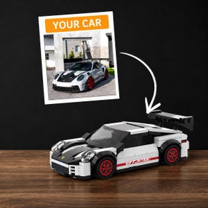 Custom Photo Car Brick Model, Personalized Mini Vehicle Build with License Plate