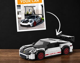 Custom Photo Car Brick Model, Personalized Mini Vehicle Build with License Plate