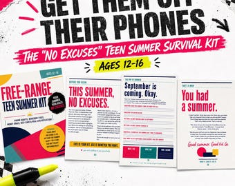 Teen Summer Journal Printable, Screen Free Activities for Teens, 90s Aesthetic Workbook, Mental Health Check In, Digital Download