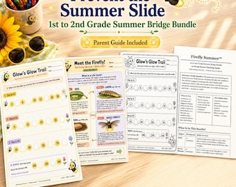 1st to 2nd Grade Summer Packet | Firefly Summer Bridge Worksheets | Math ELA Science Social Studies Reading Printable | Answer Key