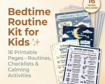 Kids Bedtime Routine Chart | Visual Schedule, Mindfulness Activities (Printable PDF)