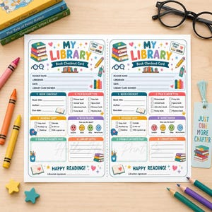Pretend Library Checkout Printable | Book Card PDF | Reading Dramatic Play, Classroom Center Activity