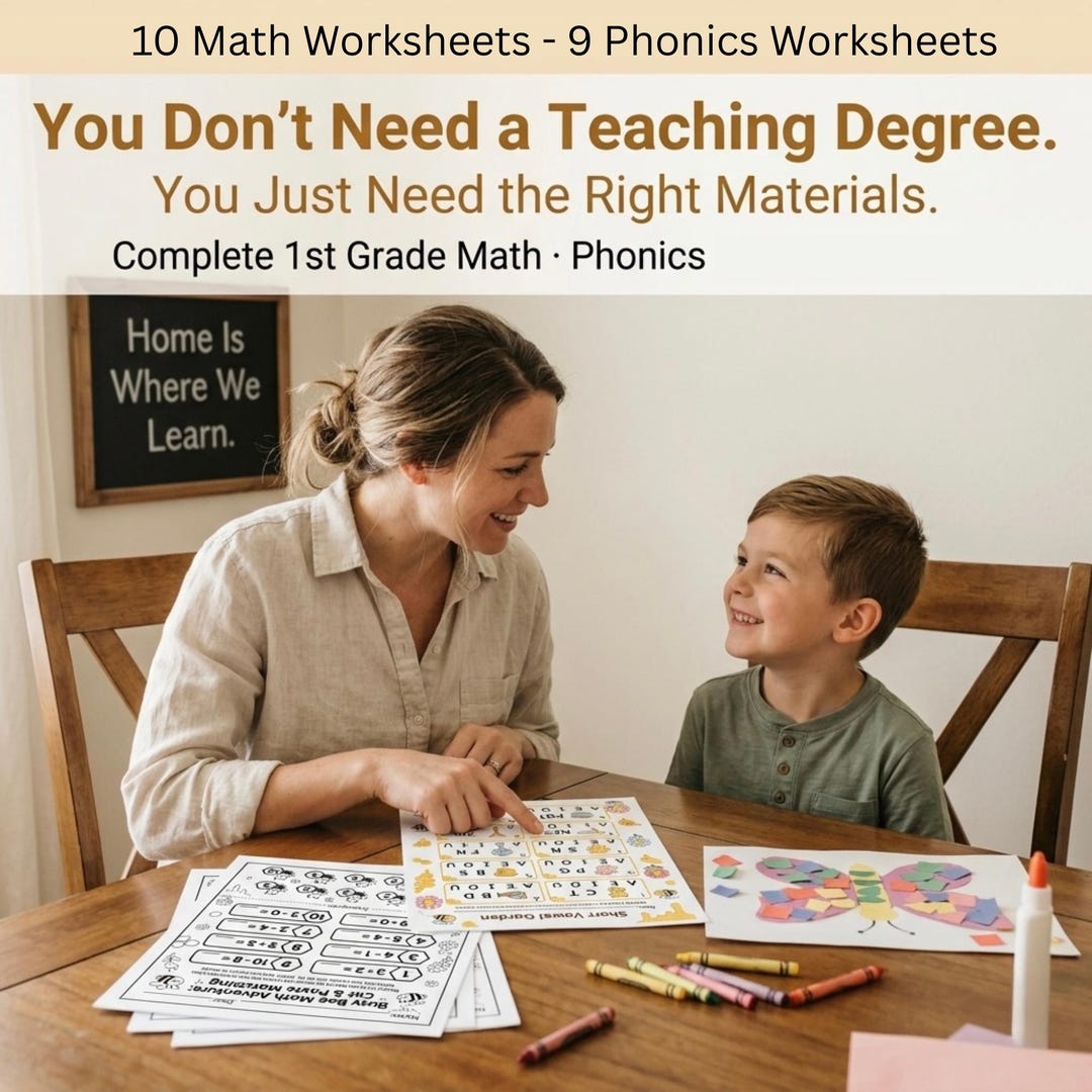 1st Grade Worksheets Bundle | First Grade Math and Phonics Printables ...