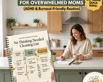 Gentle Cleaning Planner, ADHD Routine, Burnout Recovery, Overwhelmed Moms (Digital Download)