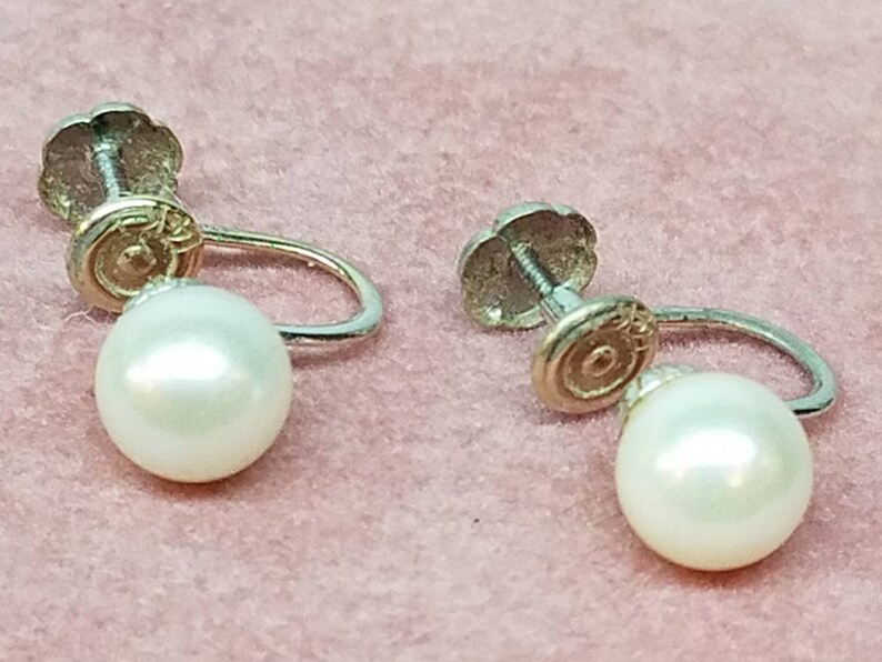 Vintage 14K White Gold Pearl Earrings