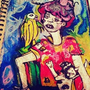 Jane Bowles American author oil pastel original art print
