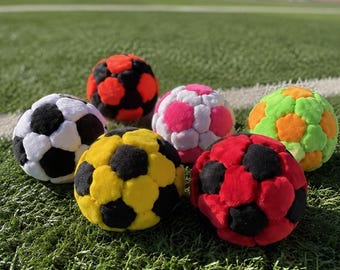 Handmade Crochet Soccer Hacky Sack Footbag, Colorful Juggling Bean Bag Toy, Kids Party Favor