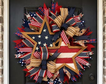 Decorazione per porta a forma di ghirlanda patriottica 2D piatta 2026 America, decorazione per porta d'ingresso in legno per il 250° anniversario, insegna USA per il 4 luglio