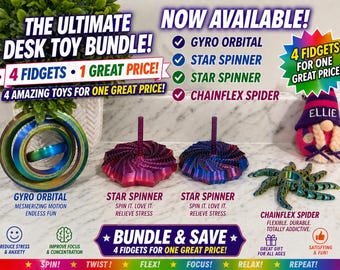 3D Printed Fidget Toys Bundle | Custom Color Choices, Sensory ADHD Focus Aids