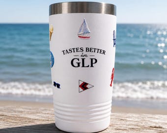 GLP Insulated Tumbler | Stainless Steel Coastal Drinkware, Connecticut Beach Gift