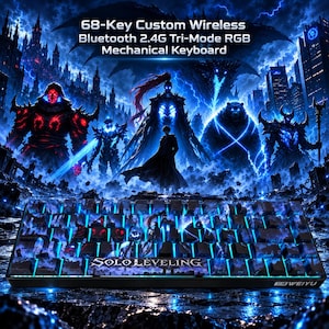 Solo Leveling Jin-woo Custom 68-Key Mechanical Keyboard Wireless Bluetooth 2.4G Tri-Mode RGB Backlighting Dye-Sublimation