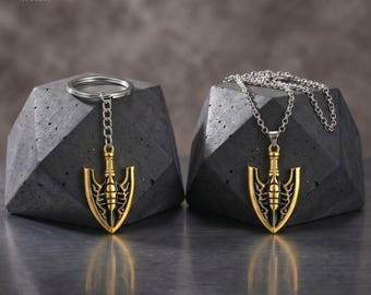 Anime Inspired Stand Arrow Necklace Keychain, Silver Chain Pendant, Cosplay Gift for Fans