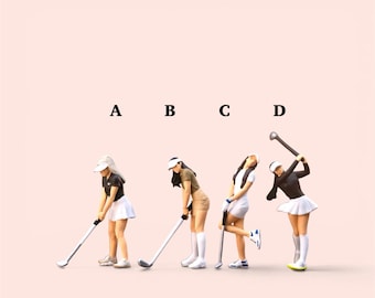 Miniature Figure Handpaint Woman Playing Golf Style and Casual Scale 1/64 or Scale H0 1/87 for diecast or diorama