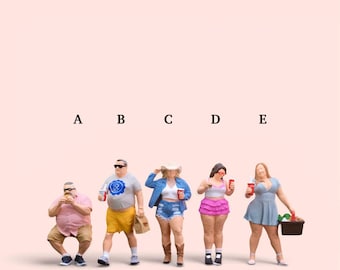 Miniature Figure Handpaint Fatty Fast Food Lover Scale 1/64 or Scale H0 1/87 for diecast or diorama