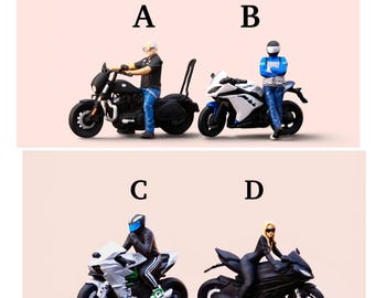Miniature Figure Handpaint Biker Style Scale 1/64 or Scale H0 1/87 for diecast or diorama
