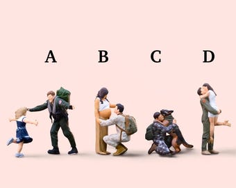 Miniature Figure Handpaint Soldier Couple Screen Scale 1/64 or Scale H0 1/87 for diecast or diorama