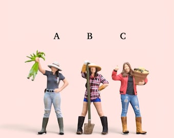 Miniature Figure Farmer Girl Scale 1/64 or Scale H0 1/87 for diecast or diorama