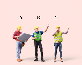 Miniature Figure Construction Worker Manager Scale 1/64 or Scale H0 1/87 for diecast or diorama