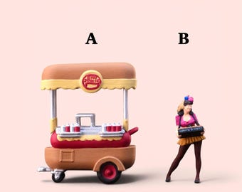 Miniature Figure Handpaint Hotdog Seller Scale 1/64 or Scale H0 1/87 for diecast or diorama