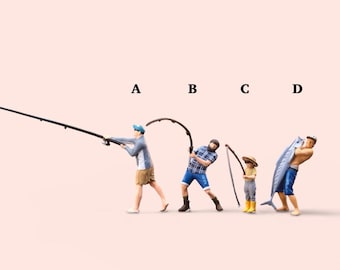 Miniature Figure Handpaint Men Fishing Scale 1/64 or Scale H0 1/87 for diecast or diorama