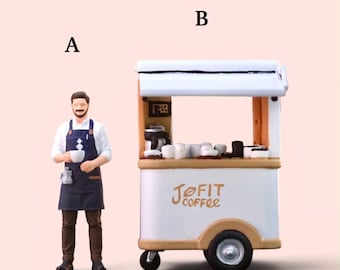 Miniature Figure Handpaint Coffee Seller Scale 1/64 or Scale H0 1/87 for diecast or diorama