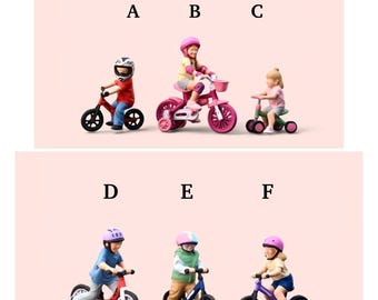 Miniature Figure Children Cycling Scale 1/64 or Scale H0 1/87 for diecast or diorama