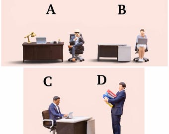 Miniature Figure Office Worker Screen Scale 1/64 or Scale H0 1/87 for diecast or diorama