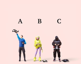 Miniature Figure Handpaint Drone Player Scale 1/64 or Scale H0 1/87 for diecast or diorama