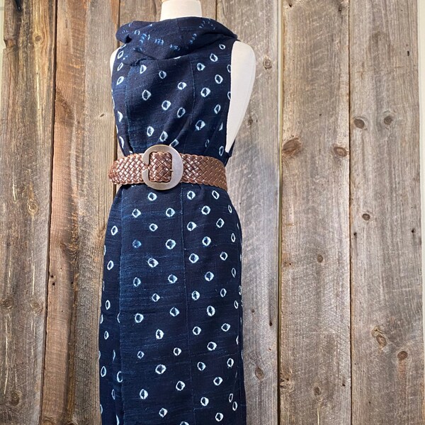 Dogon Indigo Duster, Indigo Blue, Mudcloth Vest, Cotton Vest, Wearable Art, Dogon Indigo Fabric