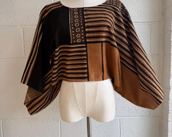 Mudcloth Bell Sleeve Top: Handwoven Boho Blouse