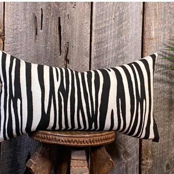 Zebra Mudcloth Throw Pillow, Mudcloth Pillow Cover, Mudcloth Home Decor, African Mudcloth Pillow, Mudcloth Lumbar