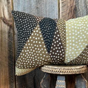 Green Mudcloth Pillow Cover: Bohemian African Lumbar Pillow
