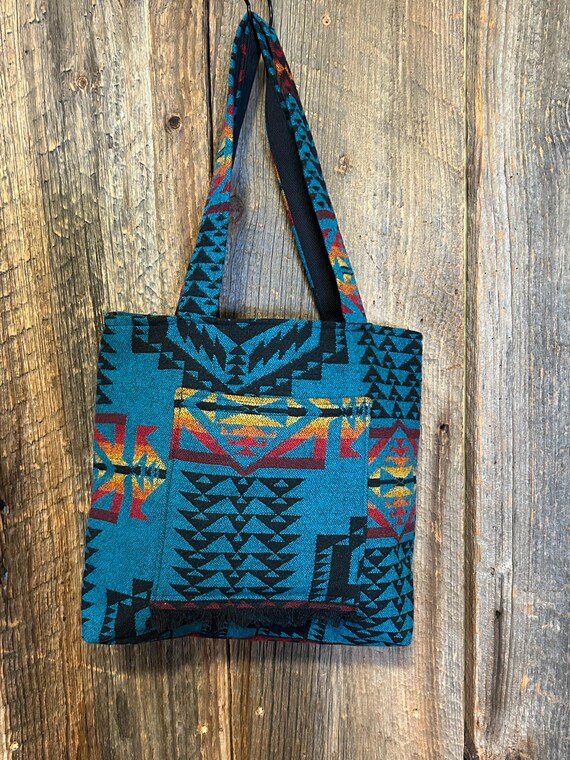 Borsa tote in lana Pendleton fatta a mano: borsa in tessuto unica