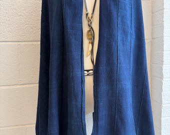 Indigo Dyed Shawl: Handwoven Cotton Scarf With Fringes