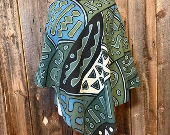 Indigo Mudcloth Poncho: Hand-Painted Cotton Textile