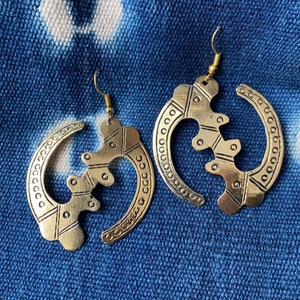 Brass Gye Nyame Adinkra Earrings: West African Jewelry