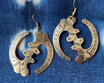 Brass Gye Nyame Adinkra Earrings: West African Jewelry