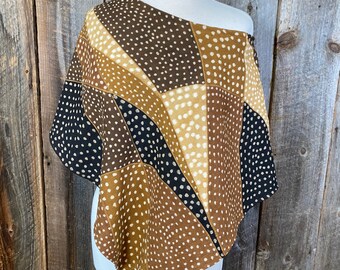 Mudcloth Poncho: Handwoven Cotton, Naturally Dyed, Amber & Brown