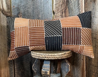 Authentic Mudcloth Lumbar Pillow Cover: Bohemian African Decor