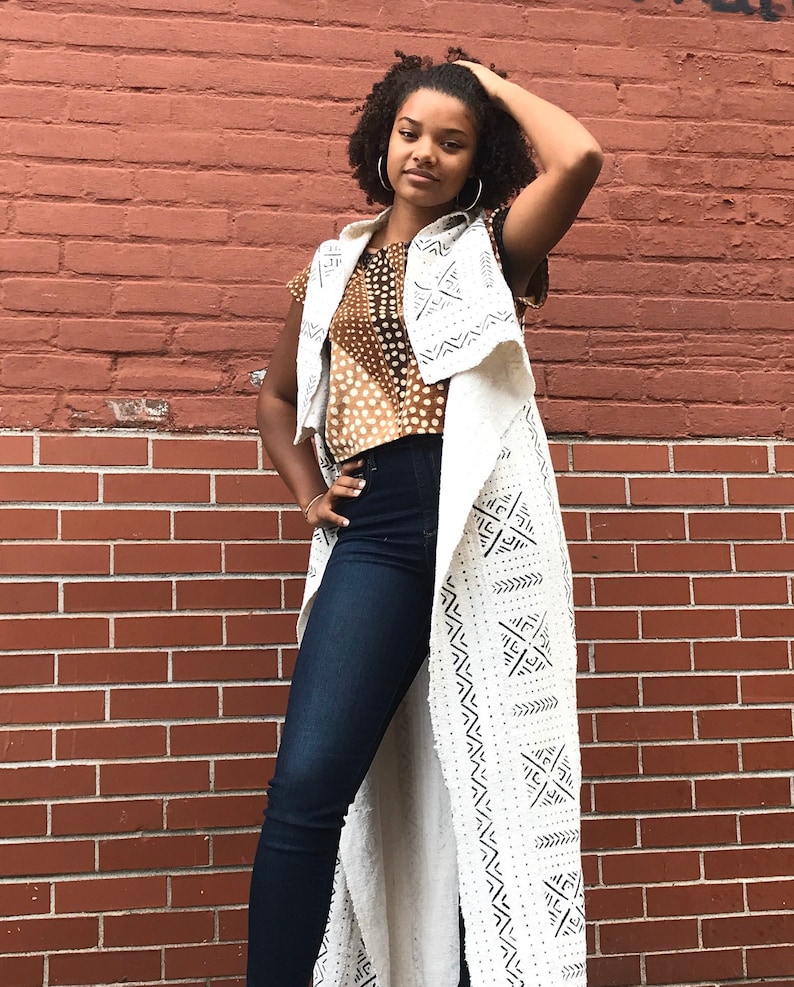 Reversible Mudcloth Duster Unique Mudcloth Fabric African fashion Ethnic Vest Mudcloth Vest