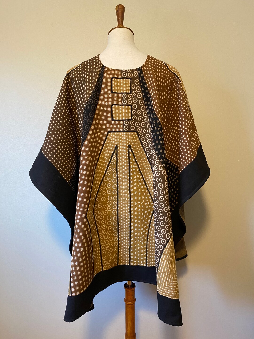 Modern Mudcloth Ruana, Handwoven Cotton Wrap, Mudcloth Fashion, Natural ...