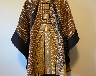 Modern Mudcloth Ruana, Handwoven Cotton Wrap, Mudcloth Fashion, Natural Textiles